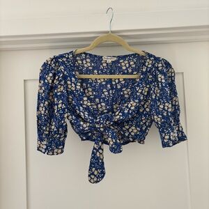 For Love And Lemons Navy Floral Blouse